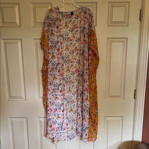 adidas Asymmetrical Floral Duster- White, Pink, Yellow